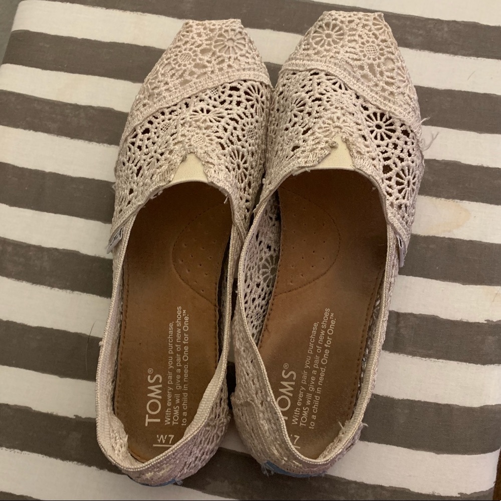 Ivory Crochet Toms Shoes